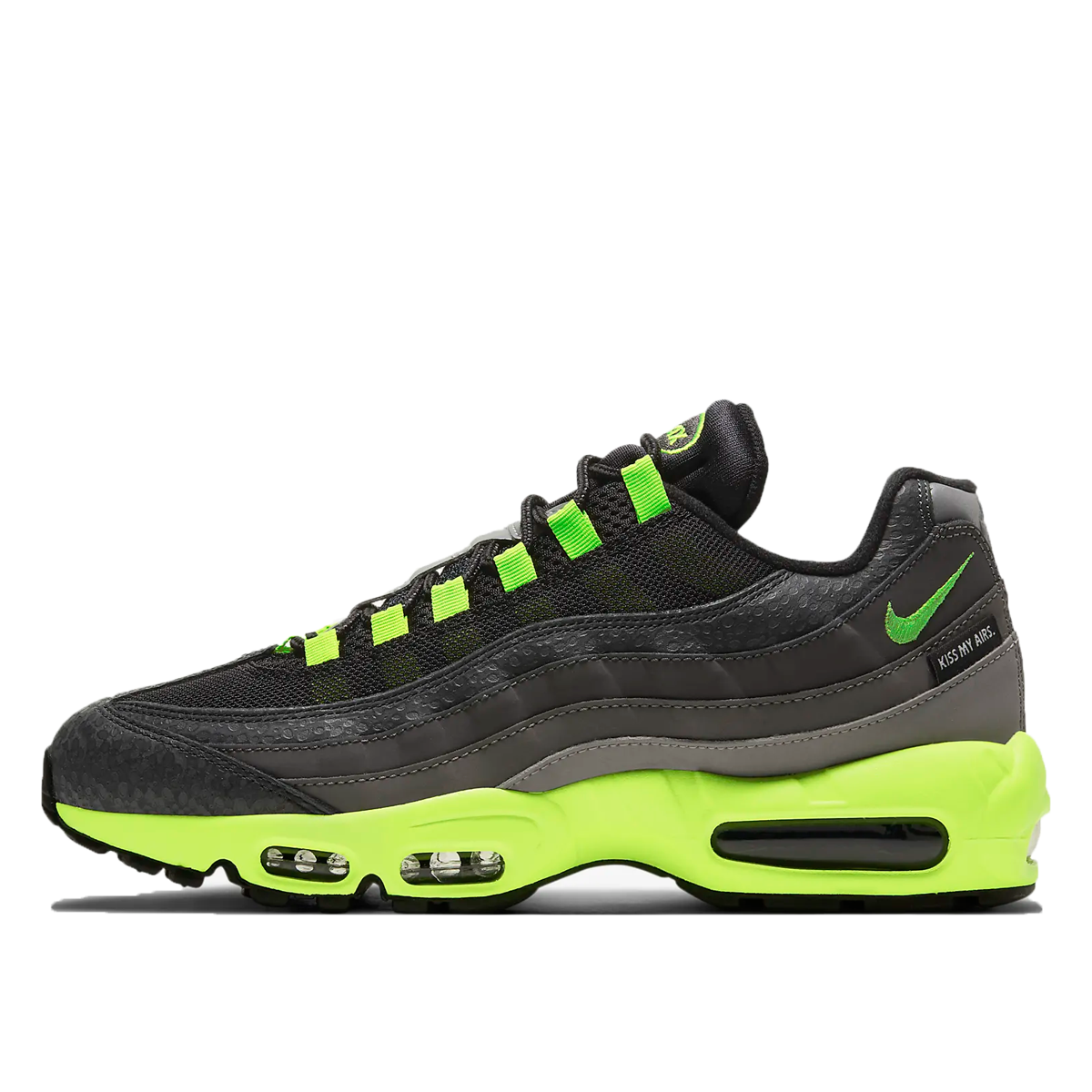 Nike Air Max 95 Kiss My Airs (2021) BLACK/MEDIUM ASH/DARK PEWTER/VOLT sneaker – authenticated on KLEKT