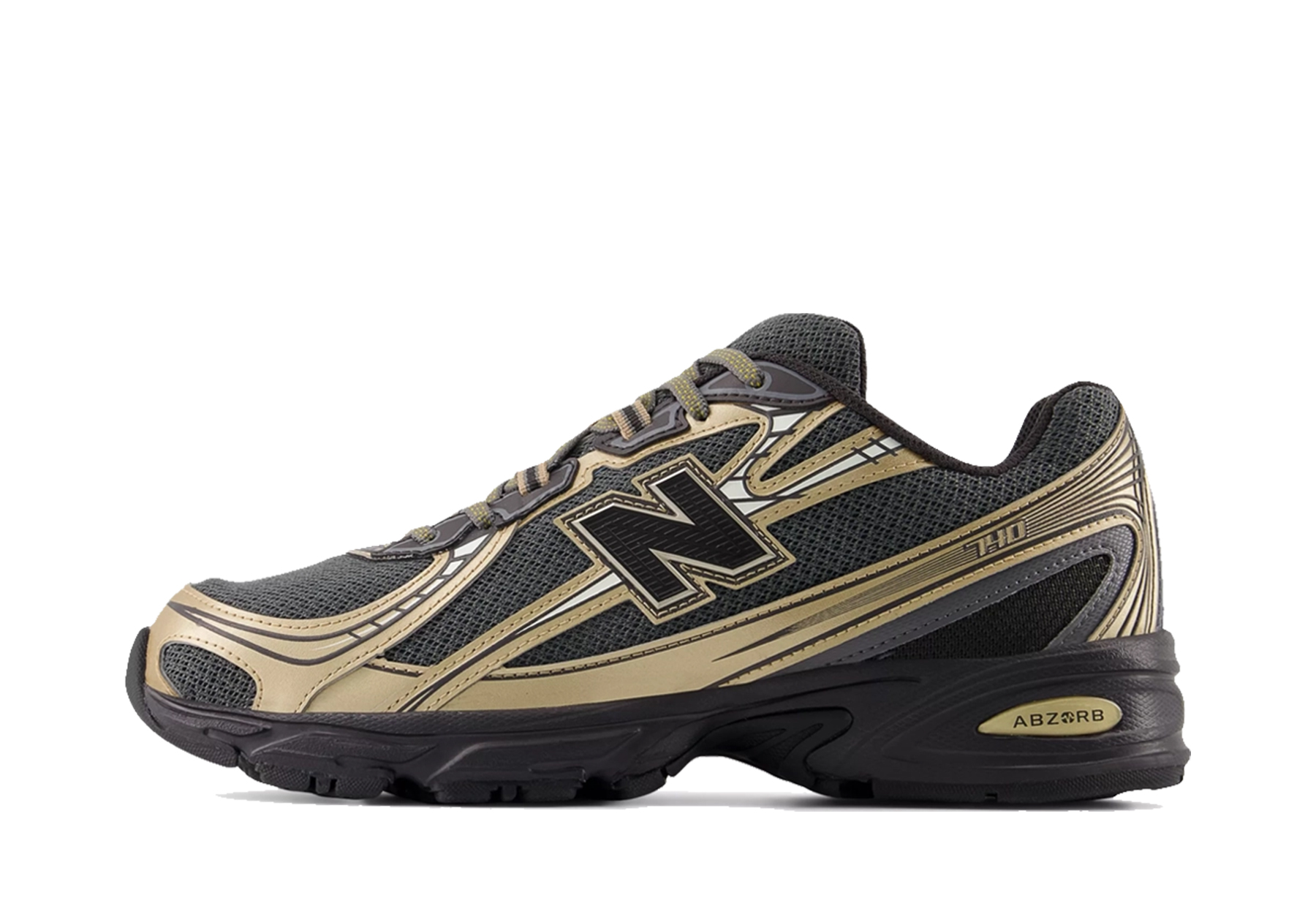 New Balance 740 'Black & Gold Metallic' (2025) Black/Black Cement/Castlerock/Gold Metallic sneaker – authenticated on KLEKT