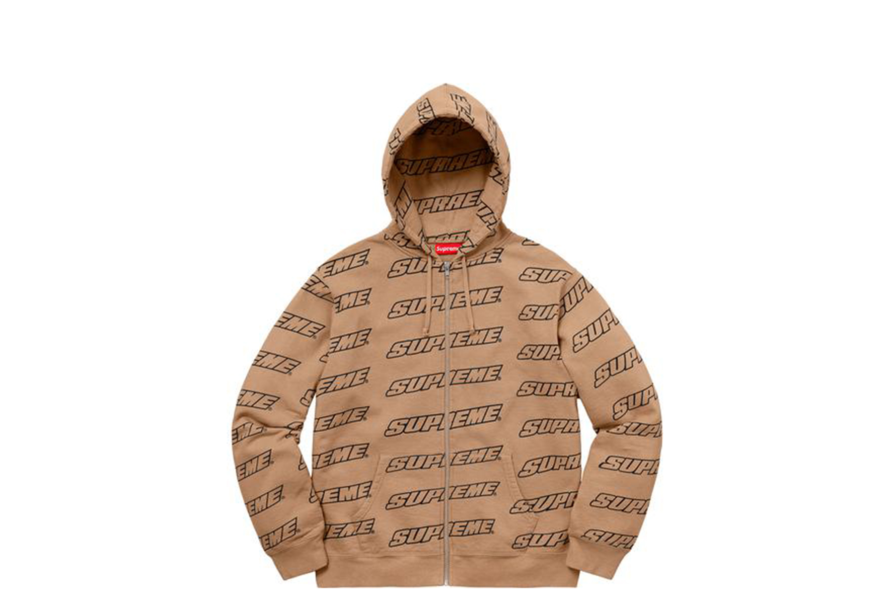 Supreme Repeat Zip Up Hooded Sweatshirt 'Khaki' sneaker – authenticated on KLEKT