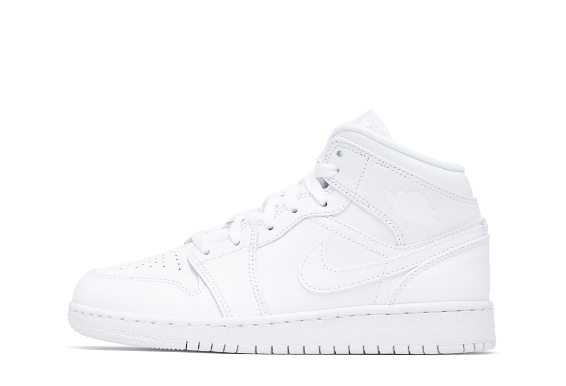 Air Jordan 1 Mid GS 'Triple White' (2020) WHITE/WHITE/WHITE sneaker – authenticated on KLEKT
