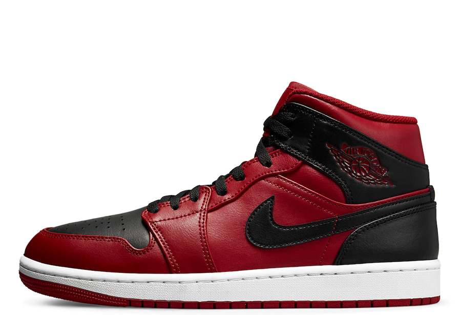 Air Jordan 1 Mid Reverse Bred	(2021) red/black/white sneaker – authenticated on KLEKT