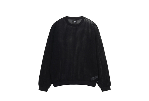 Stussy Cotton Mesh LS Crew Black (SS23)
