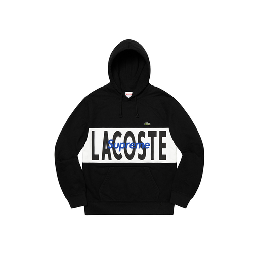 Supreme x Lacoste Logo Panel Hooded Sweatshirt Black (FW19)