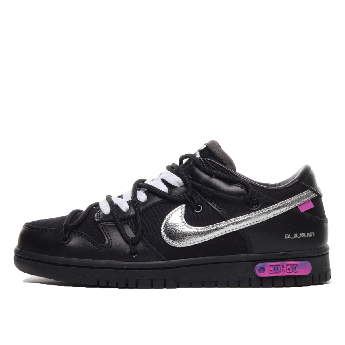 Nike x Off-White Dunk Low 'Lot 50' (2021) BLACK/METALLIC SILVER-BLACK sneaker – authenticated on KLEKT