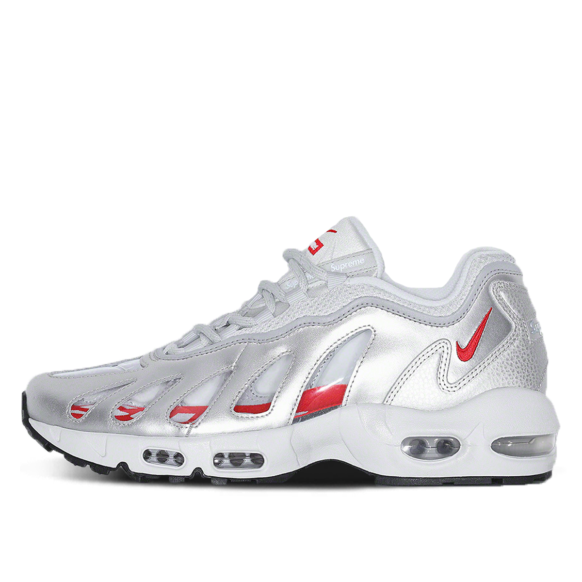 Supreme x Nike Air Max 96 Metallic Silver (SS21) METALLIC SILVER/WHITE/SPEED RED sneaker – authenticated on KLEKT