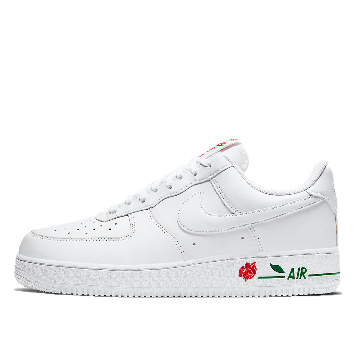 Nike Air Force 1 Low Rose White (2021) WHITE/RED/GREEN sneaker – authenticated on KLEKT
