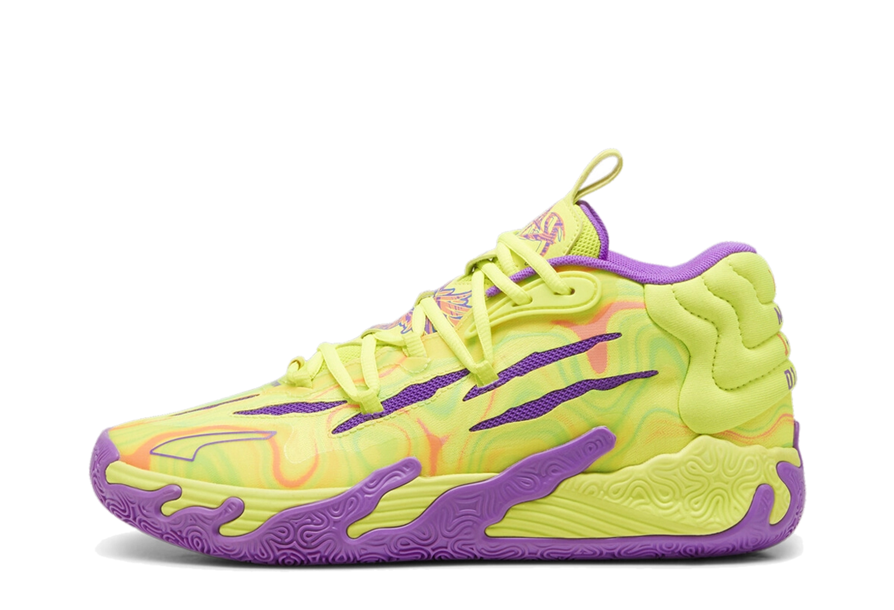 Puma MB.03 'Spark' (2024) Safety Yellow/Purple Glimmer sneaker – authenticated on KLEKT