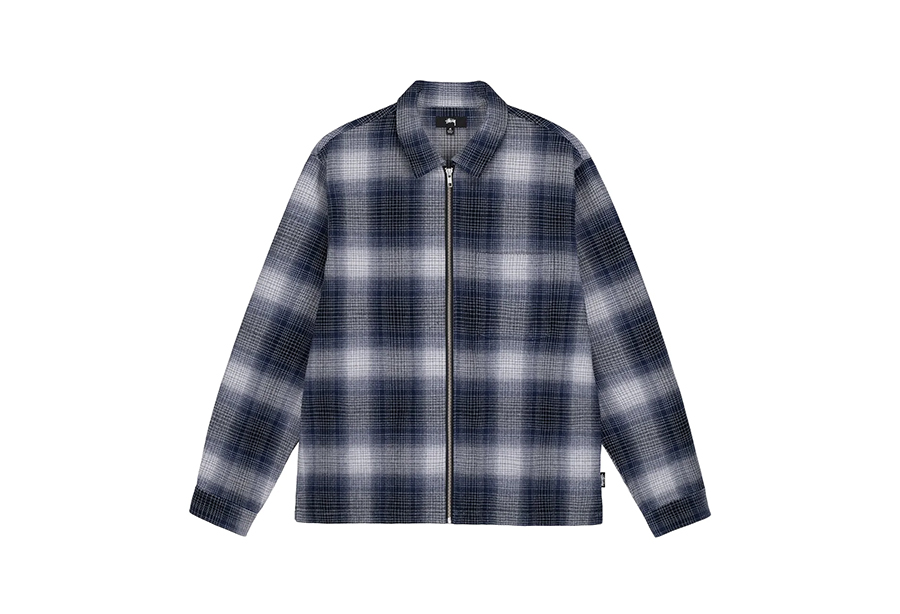 Stussy Jack Shadow Plaid Zip Shirt Navy (FW22) NAVY sneaker – authenticated on KLEKT