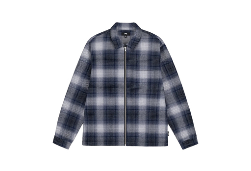 Stussy Jack Shadow Plaid Zip Shirt Navy (FW22)