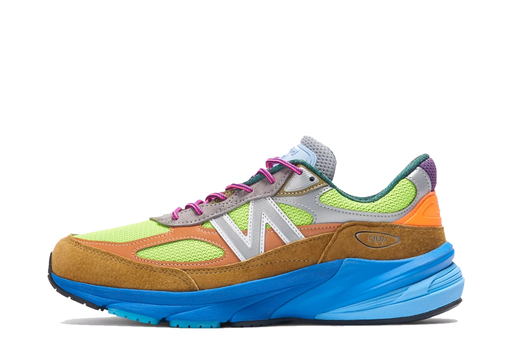 New Balance 990v6 'Baklava' by Action Bronson with neon green mesh, brown suede and a blue sole