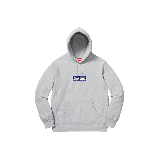 Supreme Bandana Box Logo Hooded Sweatshirt Heather Grey (FW19)