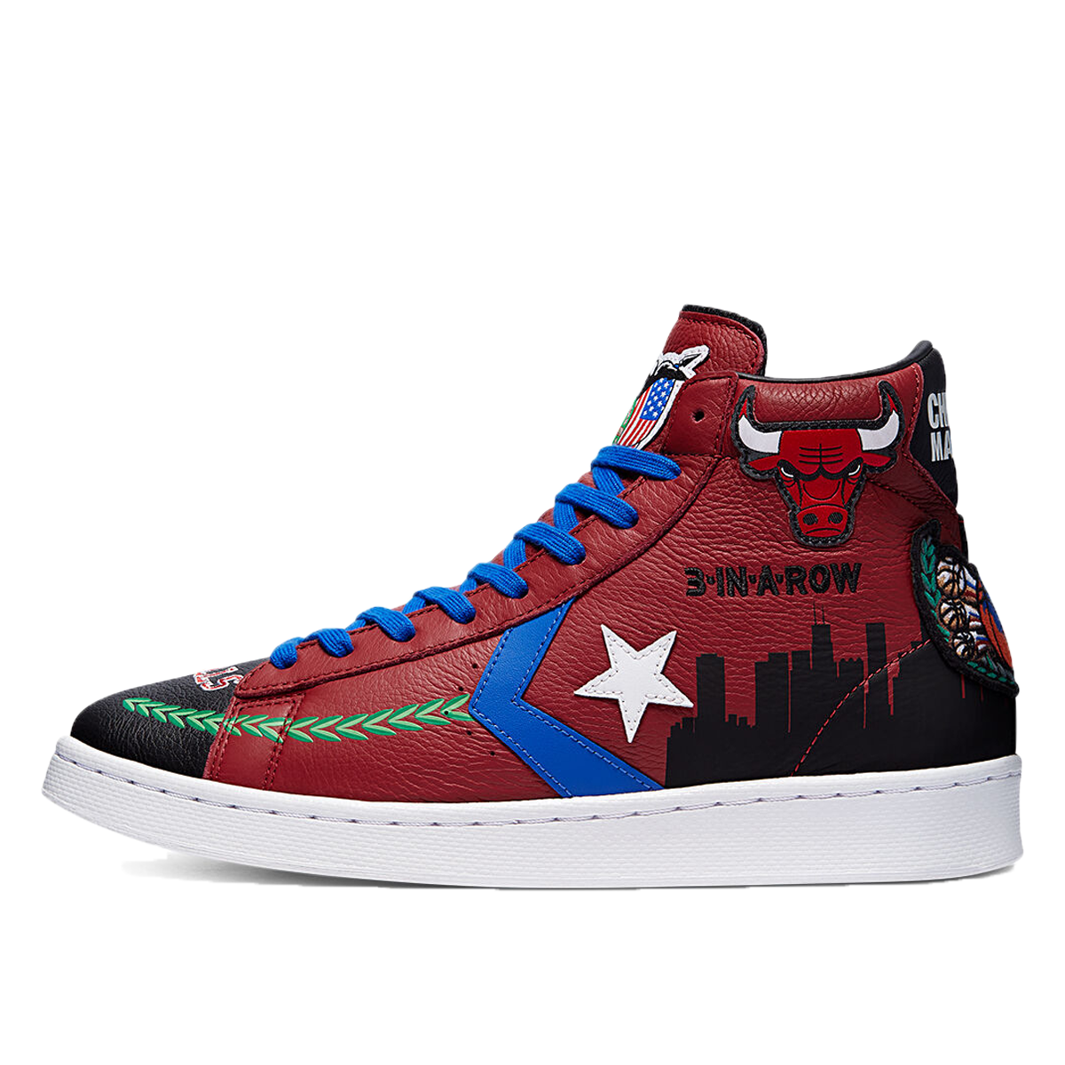 Converse x Chinatown Market Pro Leather Hi Bulls (2021) GARNET/BLACK/HYPER ROYAL sneaker – authenticated on KLEKT