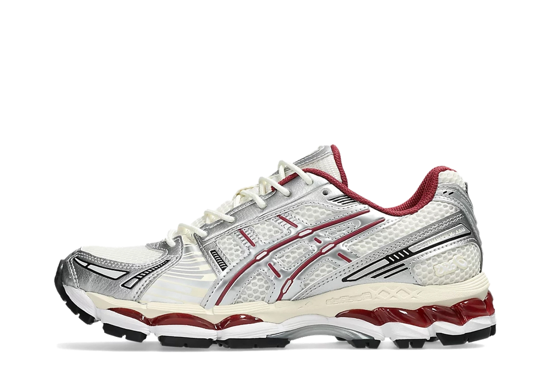 Asics GEL-KAYANO 12.1 'Silver & Maroon' (2025) White/Silver Metallic/Maroon sneaker – authenticated on KLEKT