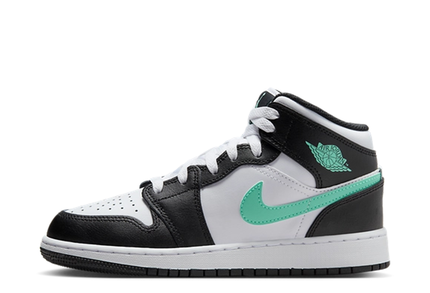 Air Jordan 1 Mid GS 'Green Glow' (2024) White/Black/Green Glow sneaker – authenticated on KLEKT