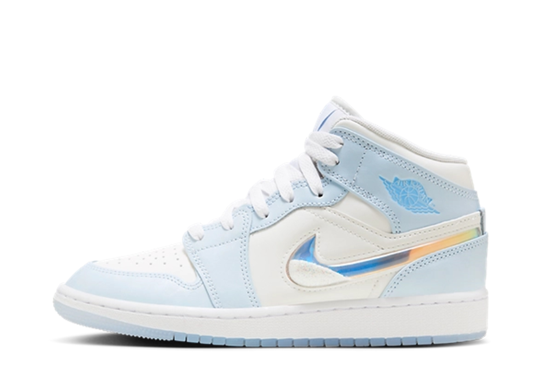Air Jordan 1 Mid SE GS 'Glitter Swoosh' (2023) Blue Tint/Summit White/White/Ice Blue sneaker – authenticated on KLEKT