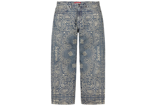 Supreme Bandana Jacquard Baggy Jean 'Blue' (SS25) – authenticated on KLEKT