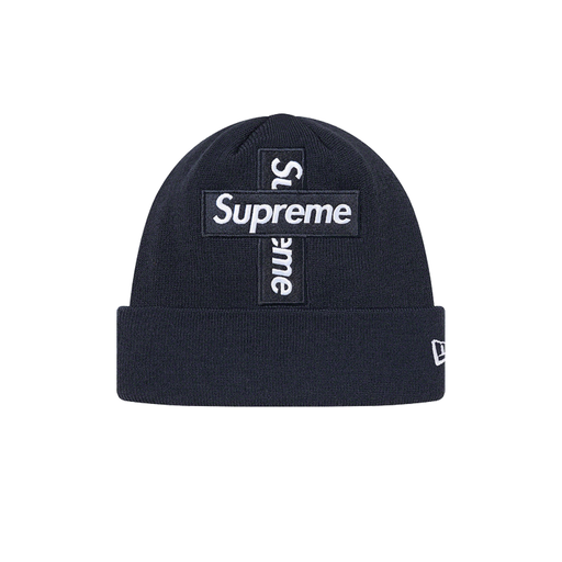 Supreme New Era Cross Box Logo Beanie Navy (FW20)