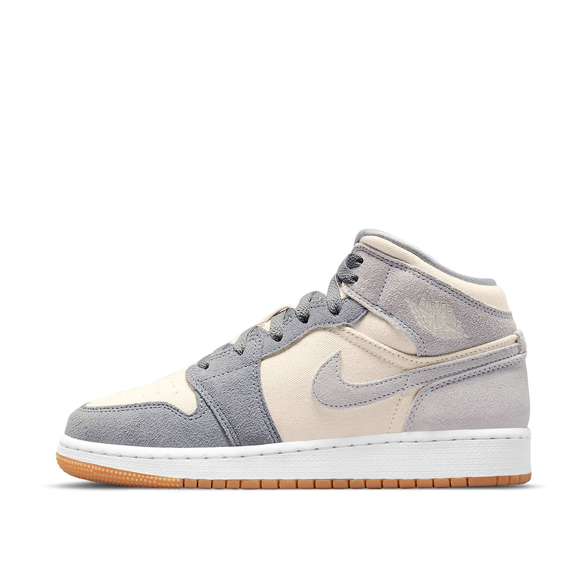 Air Jordan 1 Mid SE Coconut Milk Particle Grey (GS) (2022) COCONUT MILK/COCONUT MILK-PARTICLE GREY-WHITE-GUM YELLOW sneaker – authenticated on KLEKT