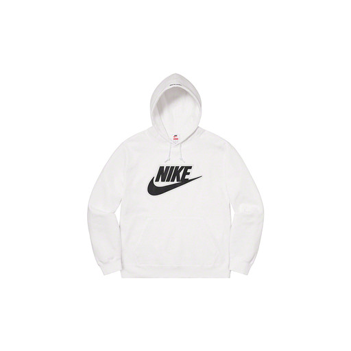 Supreme x Nike Leather Appliqué Hooded Sweatshirt White (FW19)