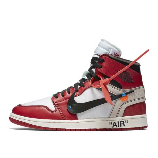 Off-White x Air Jordan 1 Chicago from The Ten with exposed foam tongue and stitched-on Swoosh