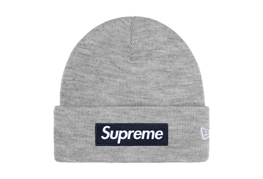 Supreme x New Era Box Logo Beanie 'Heather Grey' (FW25) – authenticated on KLEKT
