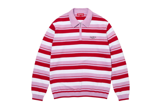 Supreme Stripe Zip L/S Polo 'Light Purple' (FW24)