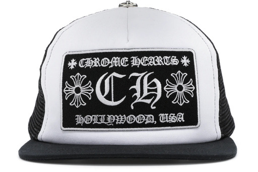 Chrome Hearts CH Hollywood Trucker Hat Black/White