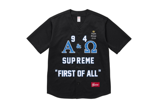 Supreme Alpha Omega Baseball Jersey 'Black' (FW24) – authenticated on KLEKT