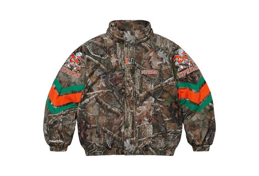 Supreme x Mithcell & Ness NCAA Hooded Stadium Jacket 'Camo' (FW24) – authenticated on KLEKT