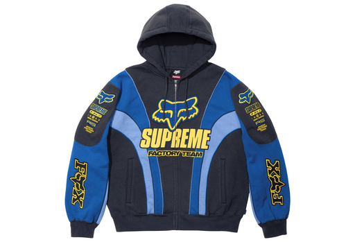 Supreme x Fox Racing Zip Up Hooded Sweatshirt 'Navy' (FW25) – authenticated on KLEKT