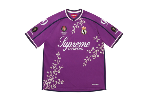 Supreme Floral Soccer Jersey 'Purple' (FW25) – authenticated on KLEKT