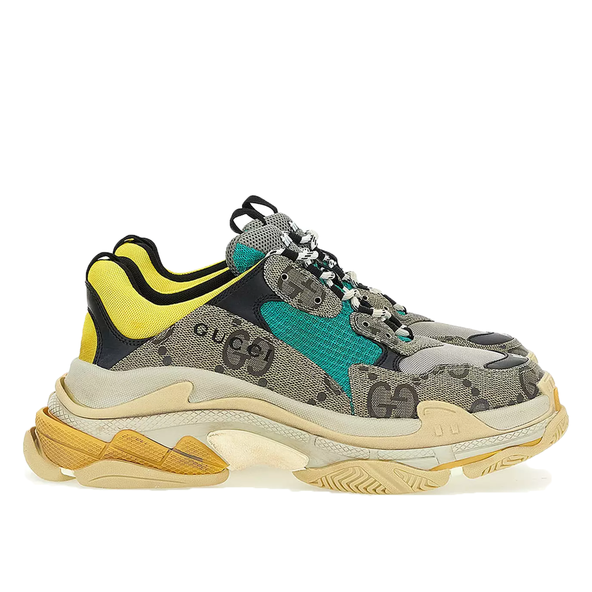 Gucci x Balenciaga The Hacker Project Triple S Beige Green Yellow (2021) BEIGE/EBONY/BLUE/YELLOW sneaker – authenticated on KLEKT