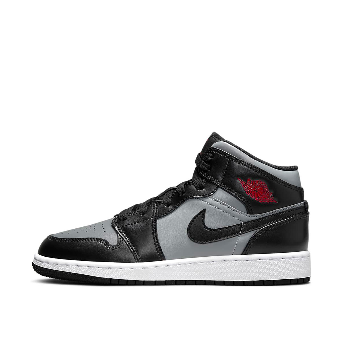 Air Jordan 1 Mid Shadow Red (GS) (2021) BLACK/GYM RED-PARTICLE GREY sneaker – authenticated on KLEKT