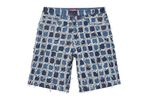 Supreme Frayed Patchwork Baggy Denim Short Washed Blue (SS23)