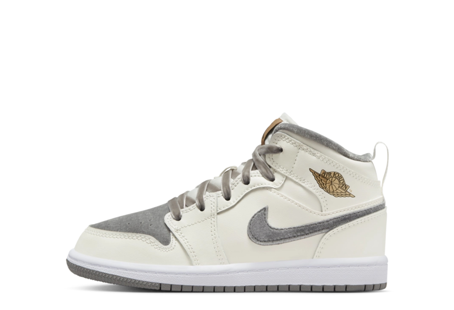 Air Jordan 1 Mid SE GS 'Velvet Toe' (2023) Sail/Metallic Gold/Flat Pewter sneaker – authenticated on KLEKT