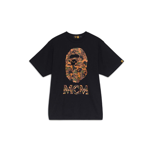 Brands Other x MCM Logo BAPE Head T-Shirt Tee Black Camo (2019)