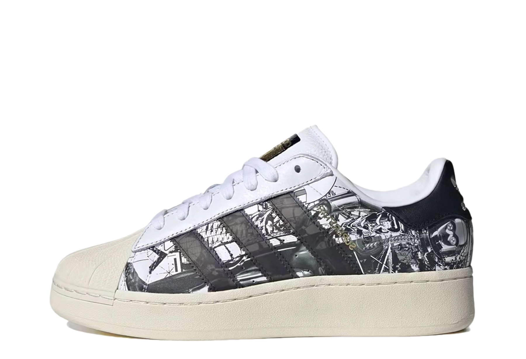 Adidas x Nanzuka x Star Wars Superstar XLG 'Cloud White' (2024) Cloud White/Core Black/Gold Metallic sneaker – authenticated on KLEKT