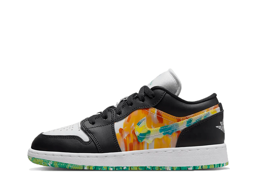 Air Jordan 1 Low GS Drip	(2022) black/white/multi sneaker – authenticated on KLEKT