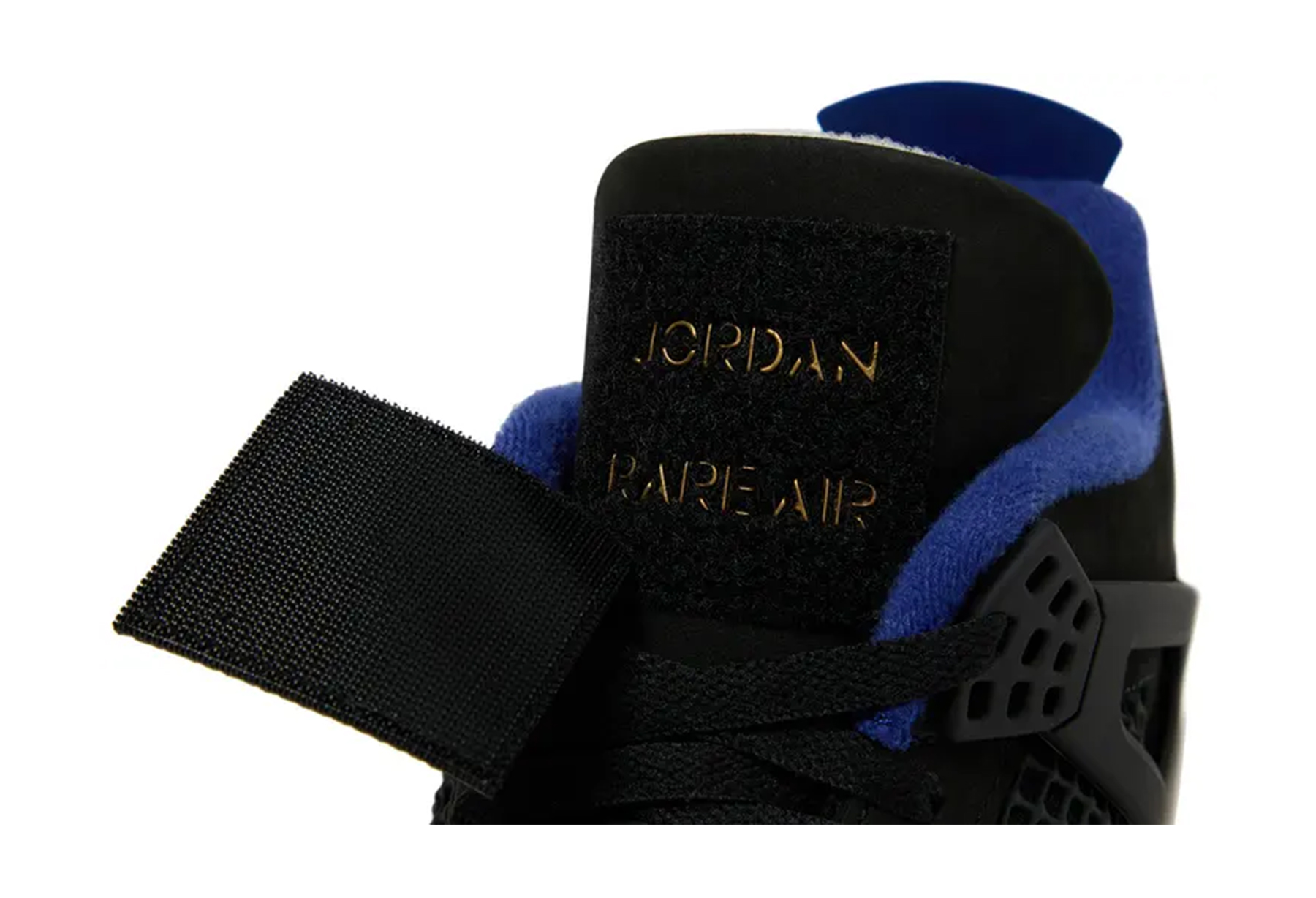 Air Jordan 4 'Rare Air' - WITH GOLD 'Jordan Rare Air' STITCHING (2025) Black/Fire Red/Deep Royal Blue/Dark Smoke Grey sneaker – authenticated on KLEKT