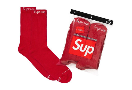 Supreme x Hanes Crew Socks 'Red' - 4 Pack (FW26)