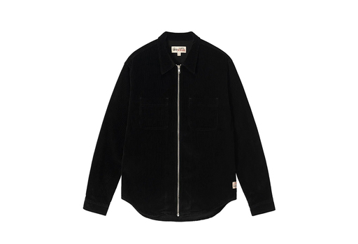 Stussy Wide Wale Cord Zip Shirt Black (FW22)