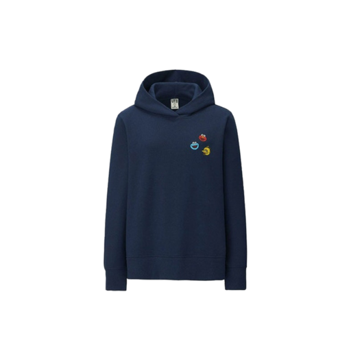 Kaws x Uniqlo x Sesame Street Elmo Cookie Monster Big Bird Heads Hoodie (Japanese Womens Sizing) Navy (FW18)