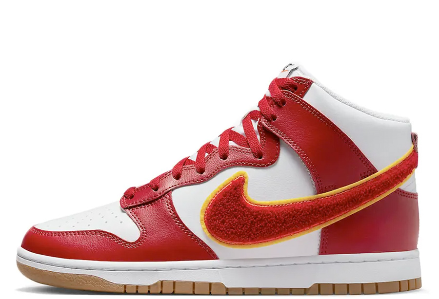 Nike Dunk High Chenille Swoosh White Red (2022) Gym Red/White sneaker – authenticated on KLEKT