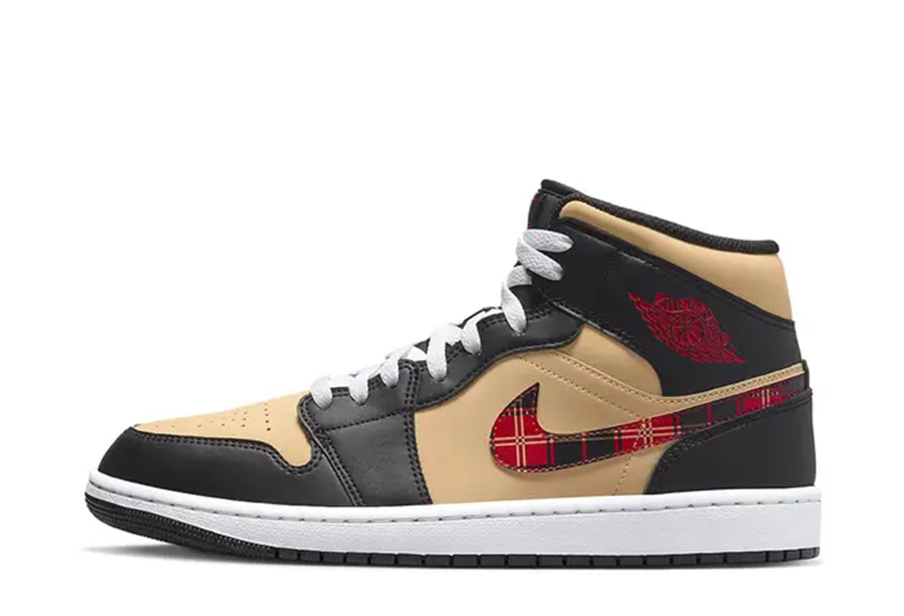 Air Jordan 1 Mid Tartan Swoosh (2022) Black/Multi-Color-Sesame-Fire Red-White sneaker – authenticated on KLEKT