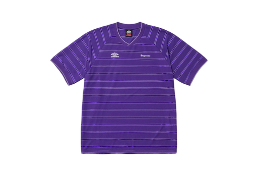 Supreme x Umbro Stripe Soccer Jersey 'Purple' (SS25) – authenticated on KLEKT