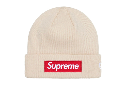 Supreme x New Era Box Logo Beanie 'Stone' (FW24) – authenticated on KLEKT