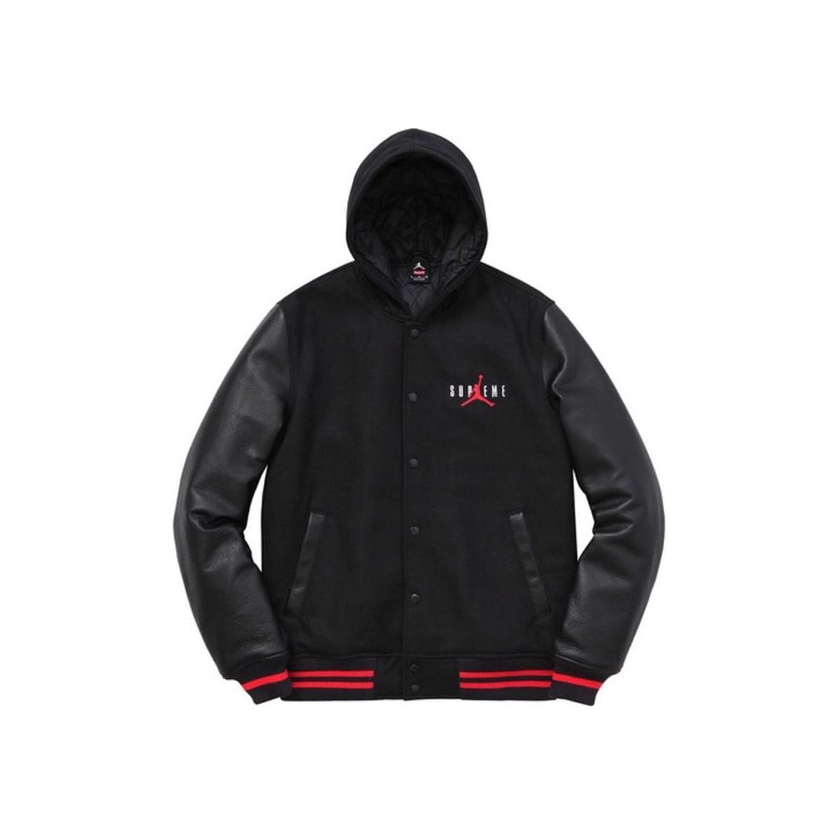 Air Jordan x Supreme Hooded Varsity Jacket Black (FW15) sneaker – authenticated on KLEKT
