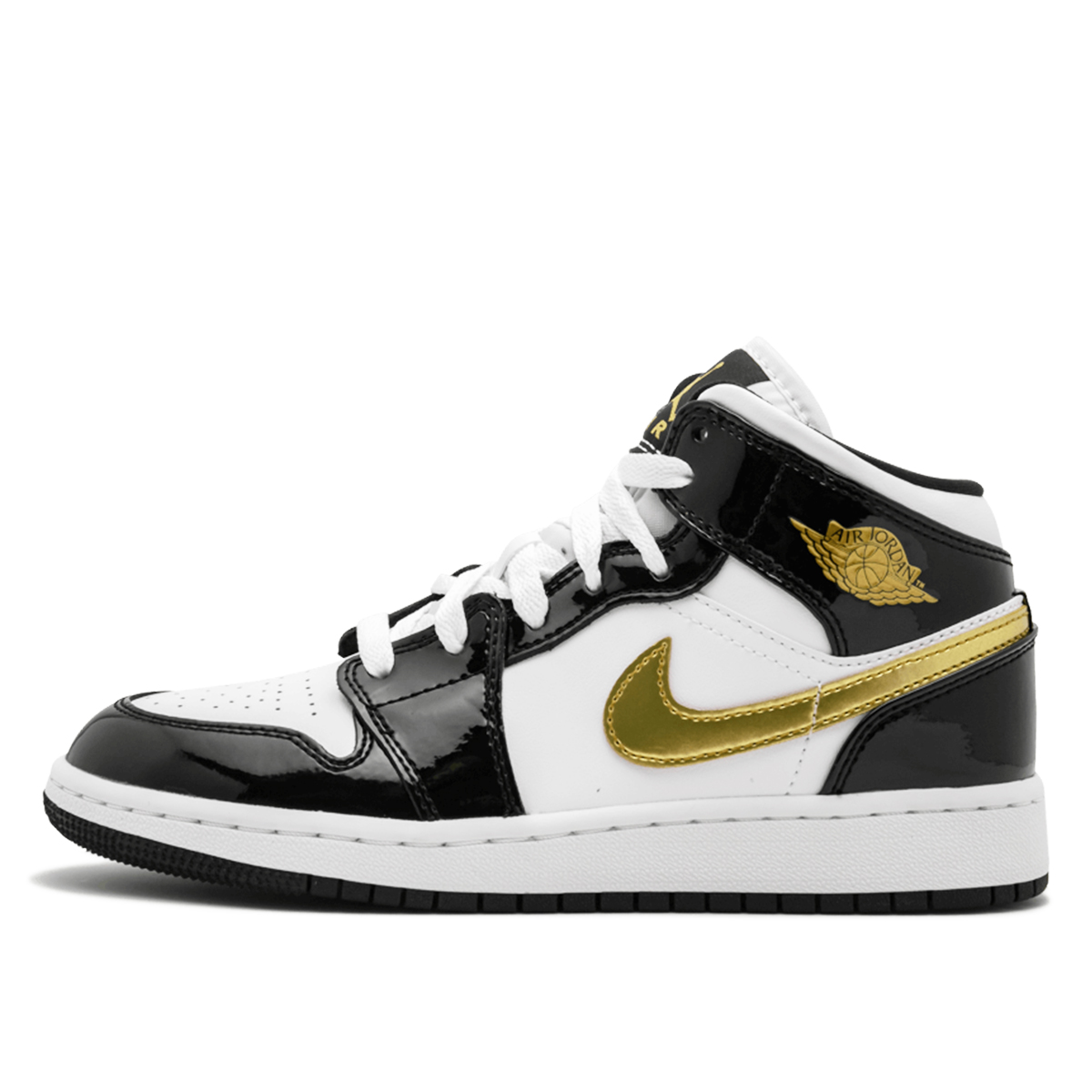 Air Jordan 1 Mid 'Black Gold' (GS) (2019) BLACK/WHITE METALLIC GOLD sneaker – authenticated on KLEKT
