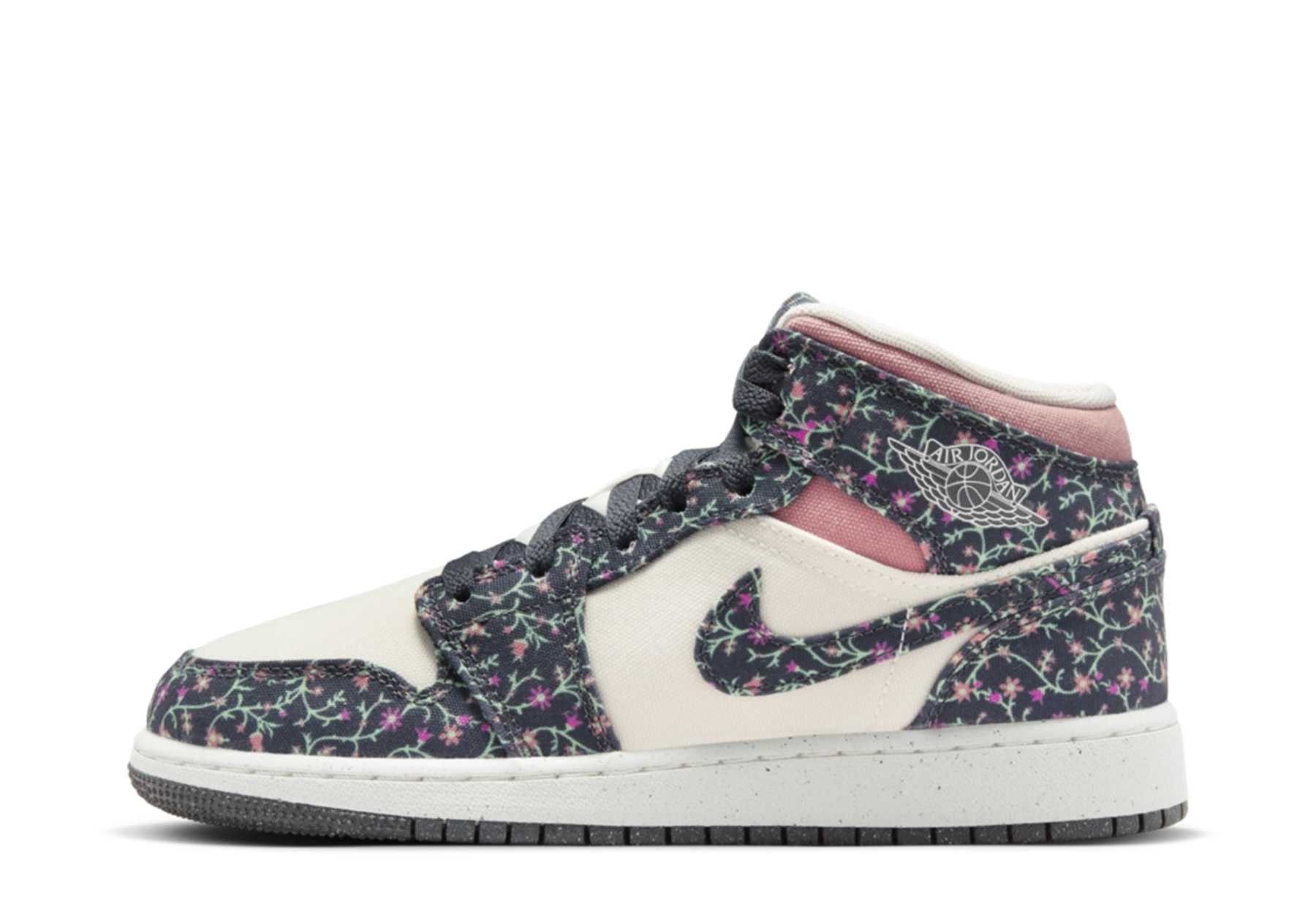 Air Jordan 1 Mid SE GS 'Floral Canvas' (2024) Faded Pink/Black/White sneaker – authenticated on KLEKT