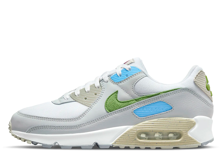 Nike Air Max 90 Evergreen (2022) White/University Blue/Wolf Grey/Chlorophyll sneaker – authenticated on KLEKT